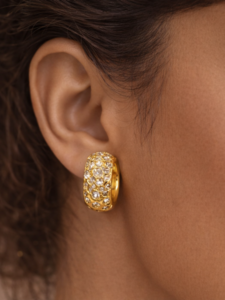 Aurora Pavé Gold Hoop Earrings