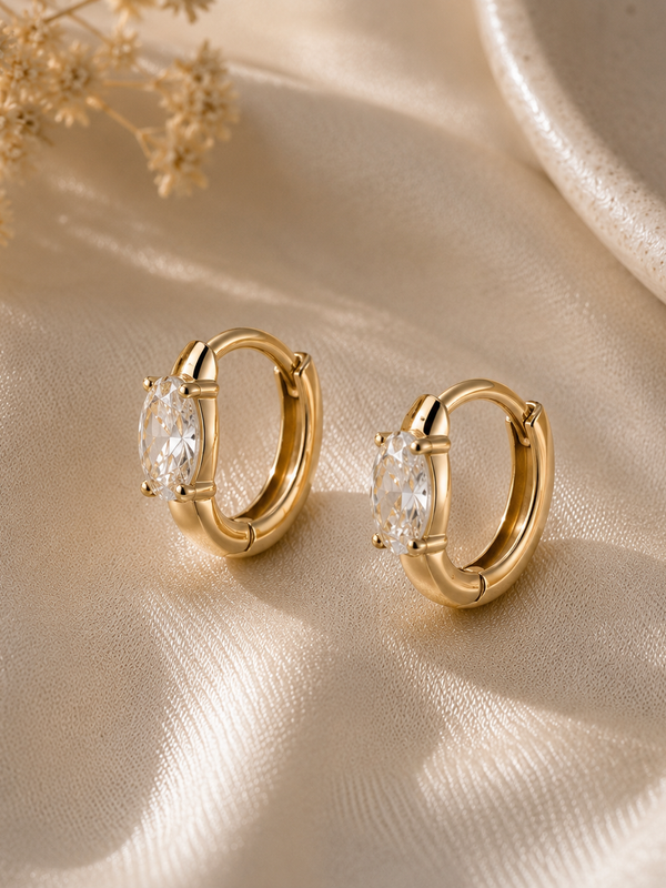 Solitaire Huggie Earrings