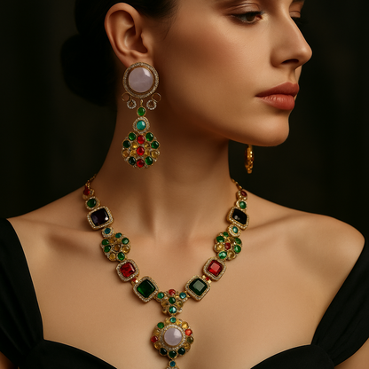 Royal Navratna Heritage Necklace Set