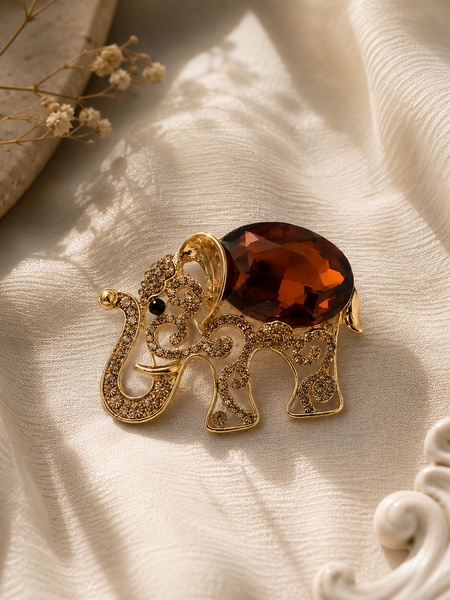 The Amber Maharaja Elephant Brooch