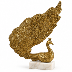 Mayura – Antique Gold Peacock Sculpture