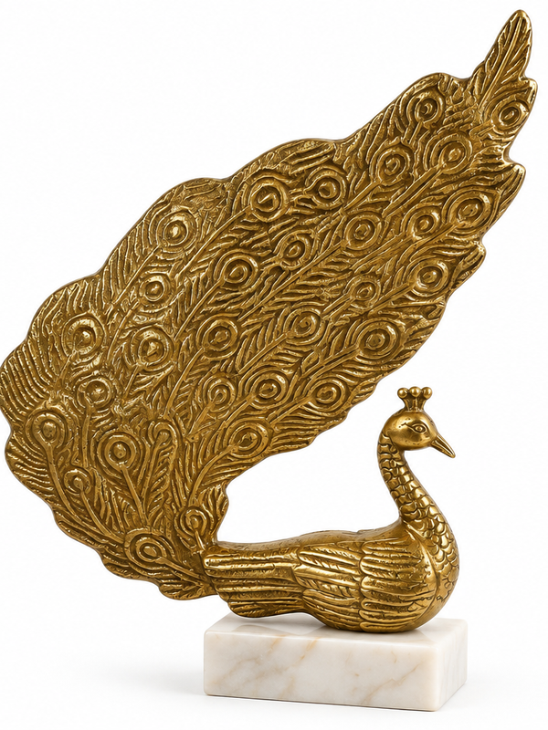 Mayura – Antique Gold Peacock Sculpture