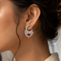 Ruhani Ruby Crescent Earrings