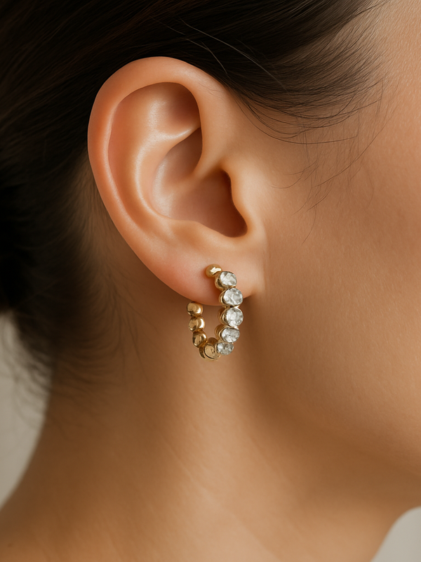 Regal Crystal Huggie Earrings