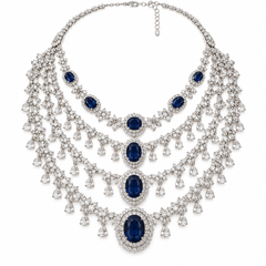 Neelara Sapphire Cascading Necklace & Earrings Set