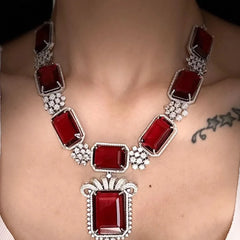 Regal Ruby Diamond Necklace Set