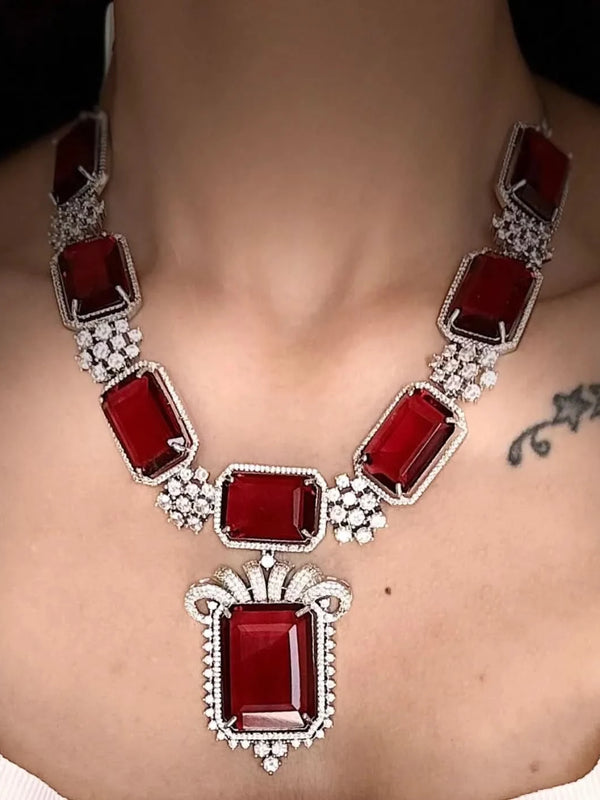 Regal Ruby Diamond Necklace Set