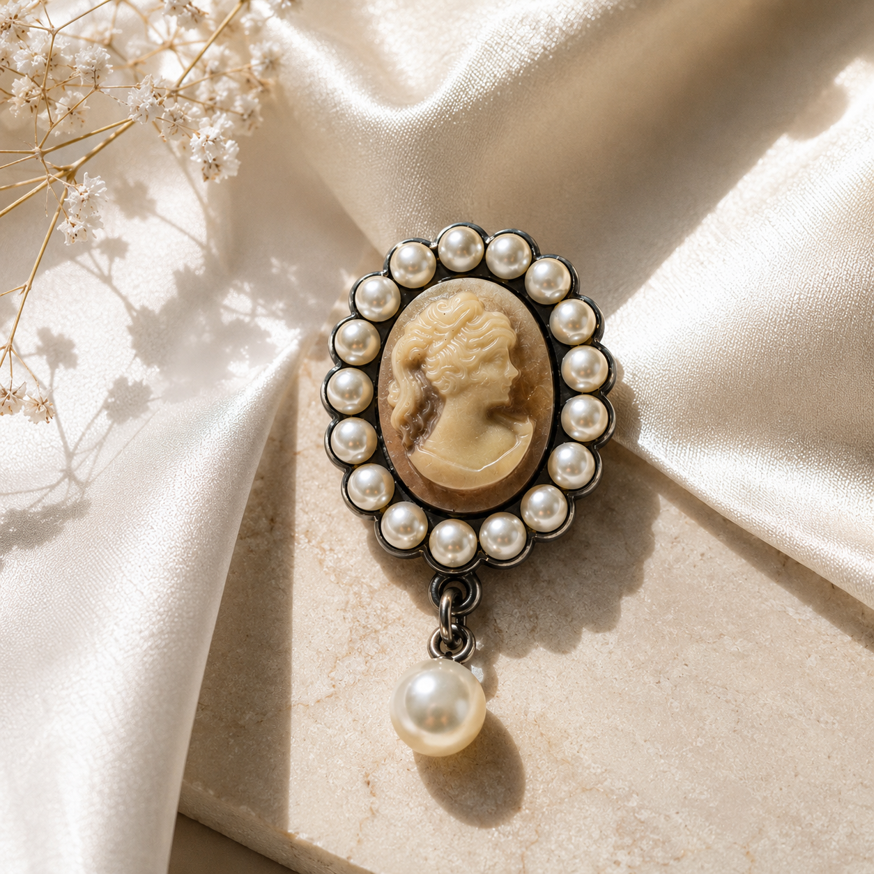 Regalia Pearl Cameo Brooch
