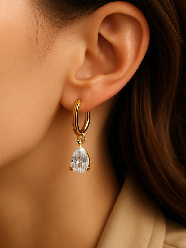 Aurora Teardrop Diamond Hoops