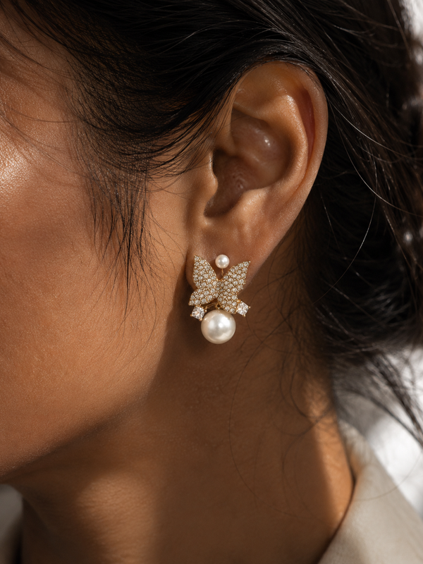 Flutter Pearl Butterfly Earrings