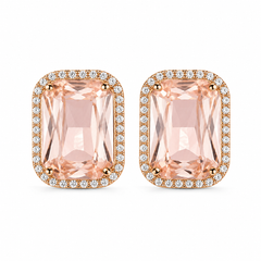 Blush Radiance Emerald-Cut Stud Earrings