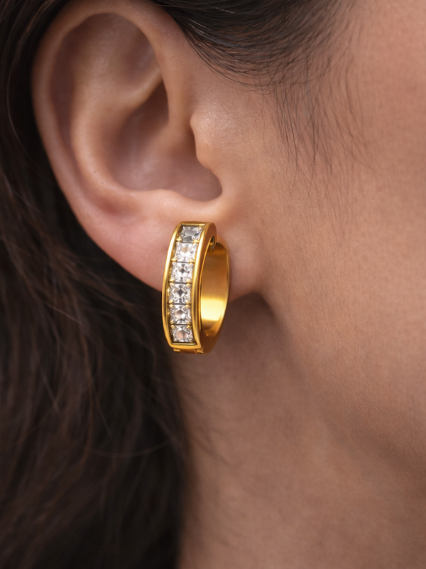 Linea Crystal Bar Hoop Earrings