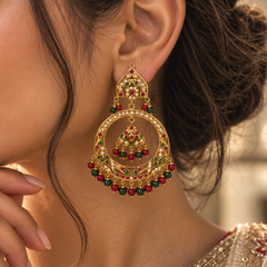 Jodha Navratan Chandbali Earrings