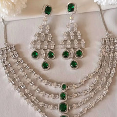 Emerald Cascade Diamond Necklace Set