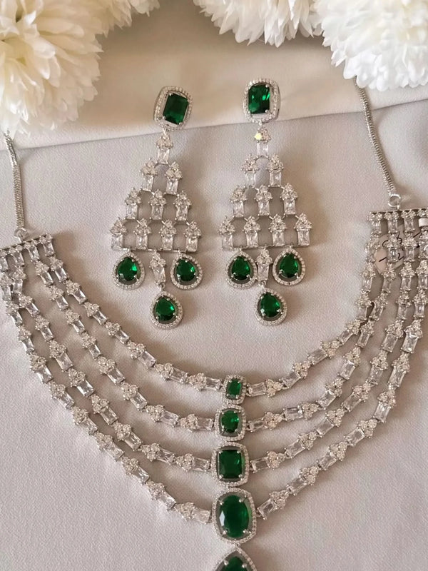 Emerald Cascade Diamond Necklace Set