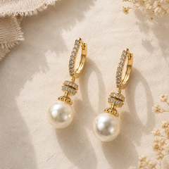 Luna Pearl Drop Hoops