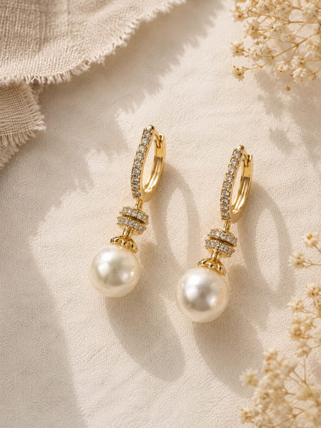 Luna Pearl Drop Hoops