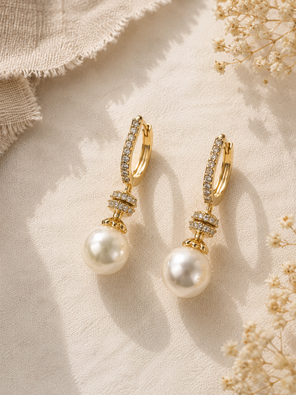 Luna Pearl Drop Hoops