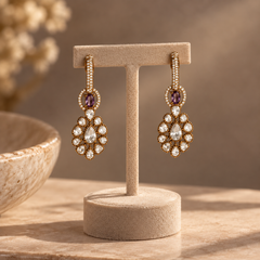 Afsana Amethyst Polki Necklace & Earrings Set