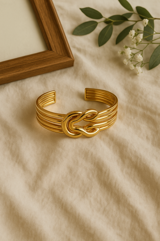 Golden Knot Statement Cuff Bracelet