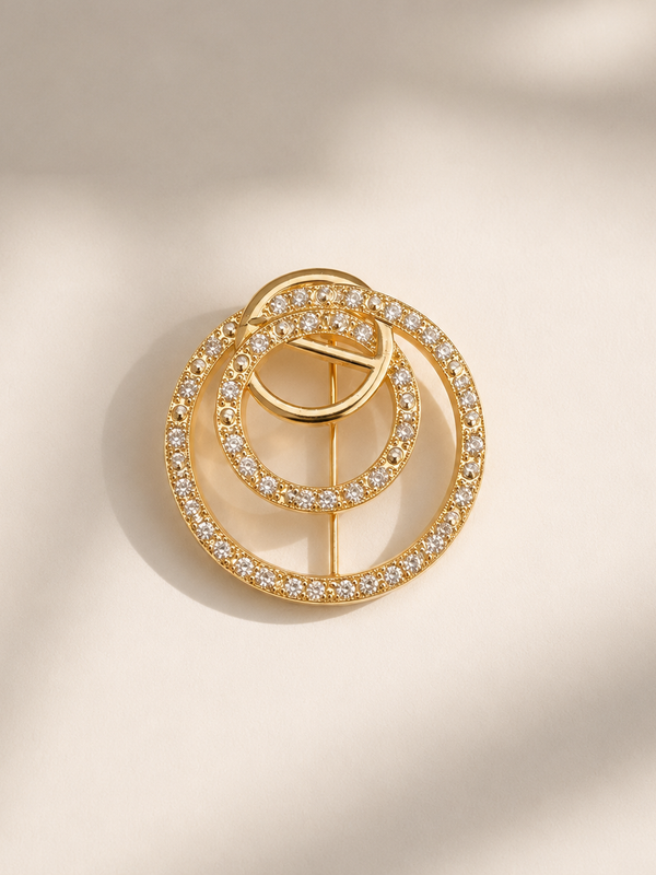 Interlocking Halo Crystal Brooch