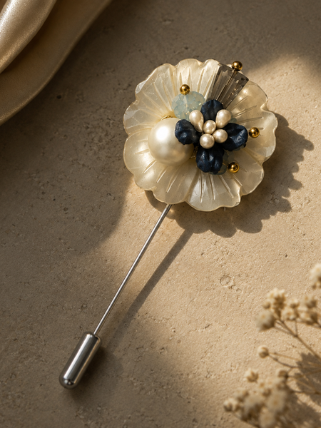 Celeste Floral Pearl Lapel Pin
