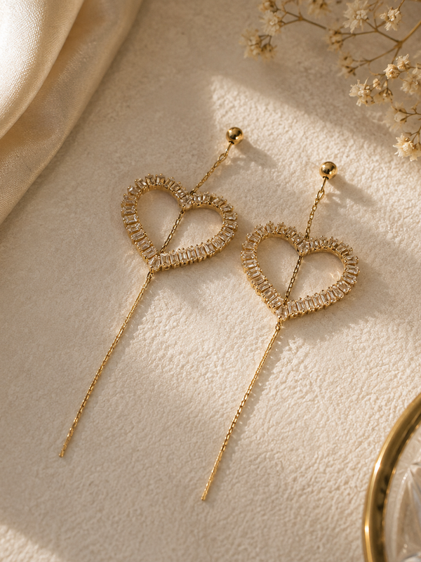 Amora Heart Threader Earrings