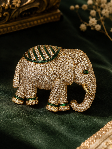 The Royal Emerald Elephant Brooch
