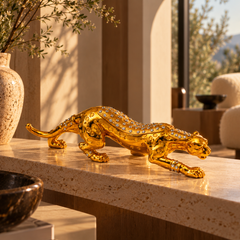 Regal Prowl Gold Panther Sculpture