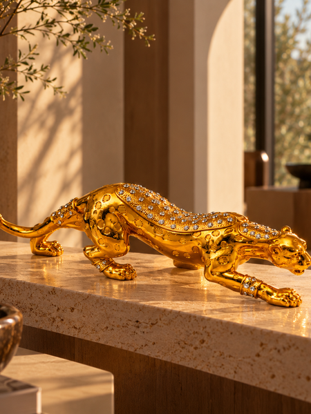 Regal Prowl Gold Panther Sculpture