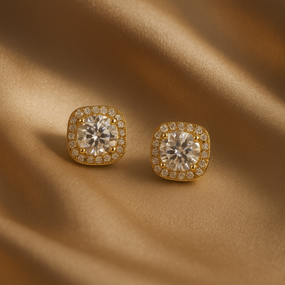 Radiant Cushion Halo Studs