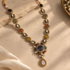Navrang Maharaja Multicolour Gold-Plated Men's Necklace
