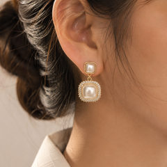 Isla Pearl Halo Drop Earrings