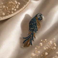 Azure Macaw Crystal Brooch