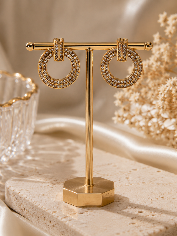 Pavé Circle Stud Earrings