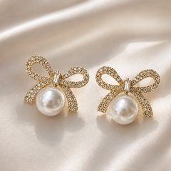 Colette Pearl Bow Stud Earrings