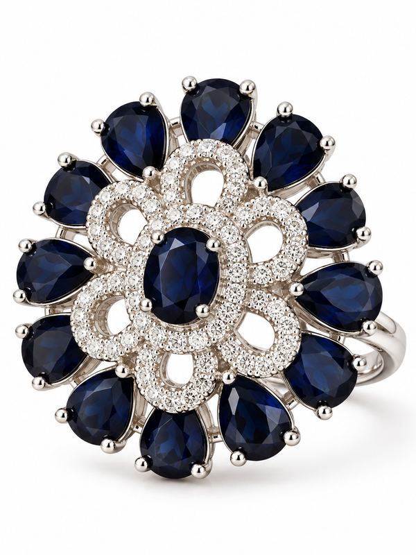Neelam Sapphire Bloom Statement Ring
