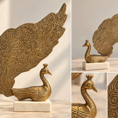 Mayura – Antique Gold Peacock Sculpture