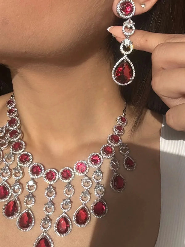 Rouge Cascade Diamond Necklace Set