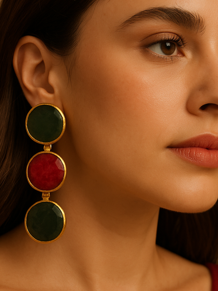 Aabha Ruby & Emerald Drop Earrings