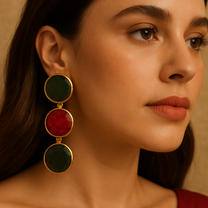 Aabha Ruby & Emerald Drop Earrings