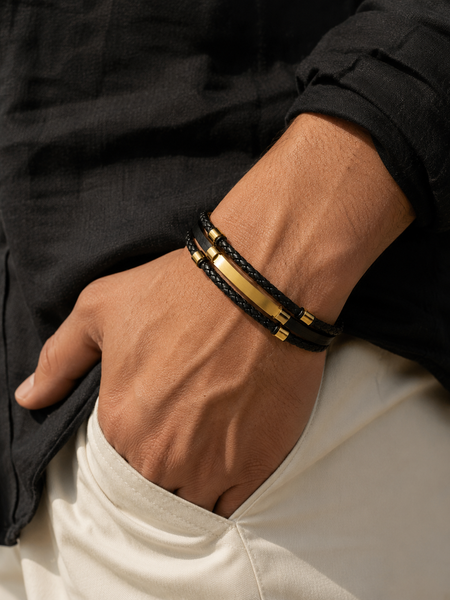 The Noir Layered Bar Bracelet