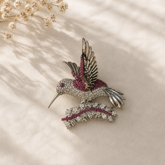 Ruby Hummingbird Brooch