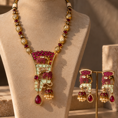 Mehr-e-Maharani Ruby Necklace & Earrings Set