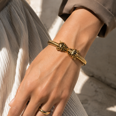 Twin Panther Gold Statement Bracelet