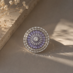 Amethyst Halo Statement Ring