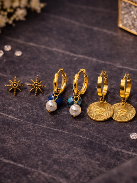 Aurelia Gold-Plated Mini Earring Trio Set
