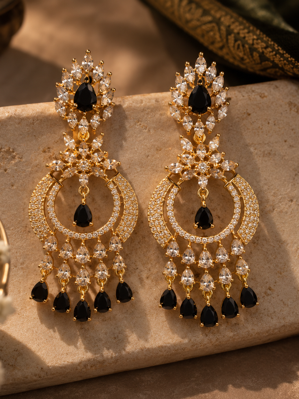 Noor Black Chandbali Earrings