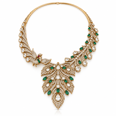 Morni Emerald Polki Necklace & Earrings Set