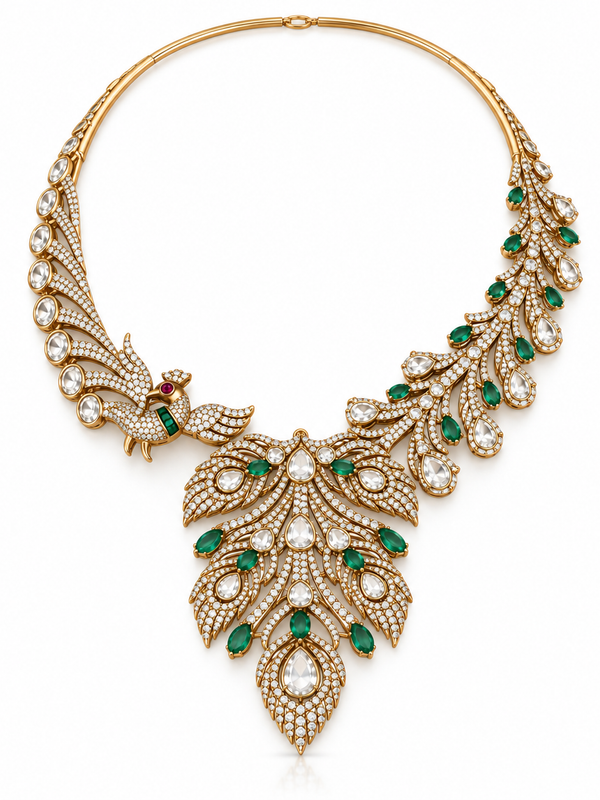 Morni Emerald Polki Necklace & Earrings Set